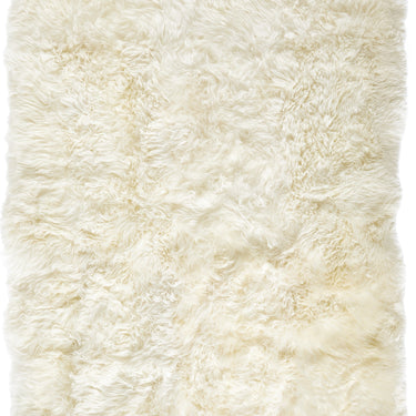 High Pile Fluffy Ivory Handmade Wool Sheepskin Textured Rug 160x230 cm