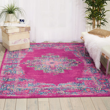 Nourison Passion PSN03 Traditional Medallion Persian Rug in Fuchsia
