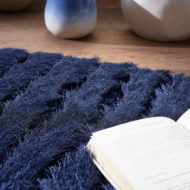 Origins Carved Glamour Navy Blue  Shaggy Rug