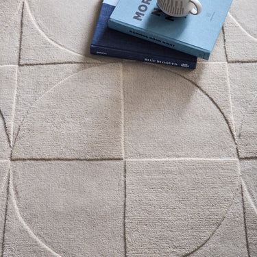 Origins Penny 3D Cream Hand-Carved Wool Traditional Geometric Rug