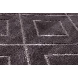 Bianco 196QA Hand Carved Diamond Geometric Design Rug in Dark Grey Gold and Silver