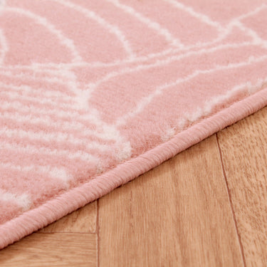 Modern Poly Autumn Leaves Rug in Pink, Grey and Navy