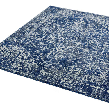 Nova Antique Abstract Traditional Medallion Rug in Fuschia, Orange, Grey Navy