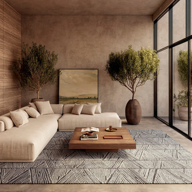 Nourison Colorado Linear Hand-Tufted Earth Tone Grey White Wool Textured Modern Rug