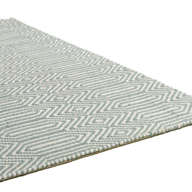 Sloan Hand Woven Flatweave Geometric Rug or Runner in Duck Egg