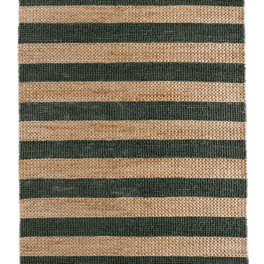 Bondi Natural and Bottle Green Jute Stripe Braided Boucle Rug