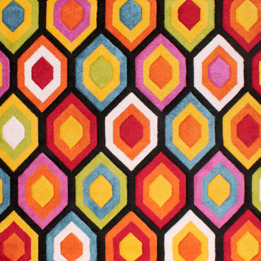 Spectra Carved Marco Geometric Rainbow Bright Multi Coloured Rug Hallway Runner