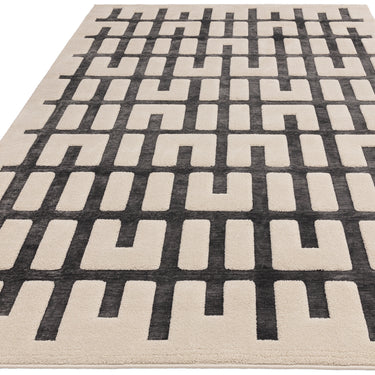 Asiatic London Valley Junction Stripe 3D Pattern Charcoal Ivory Geometric Striped Scandi Rug 120x170 cm