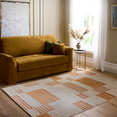 Origins Nomad Block Pattern Stylish Terracotta Indoor Outdoor Polypropylene Geometric Rug