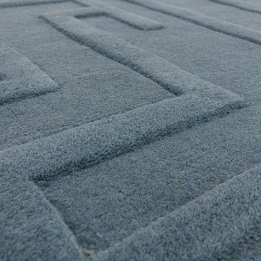 Maze Wool Rug Hand Tufted Modern Classic Rug in Teal Blue