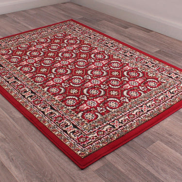 Traditional Poly Esta Bordered Rug Hallway Runner Circle in Red