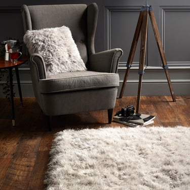 Origins Extravagance High Pile Fluffy Modern Shaggy Silver Rug