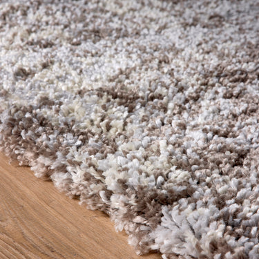 Hadley Marbled Effect Thick Fluffy Beige Grey Polypropylene Shaggy Modern Rug