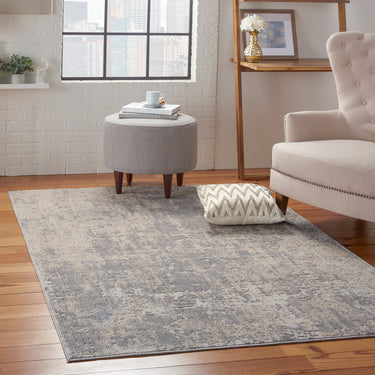 Rustic Textures RUS01 Modern Abstract Rug in Ivory Silver Grey