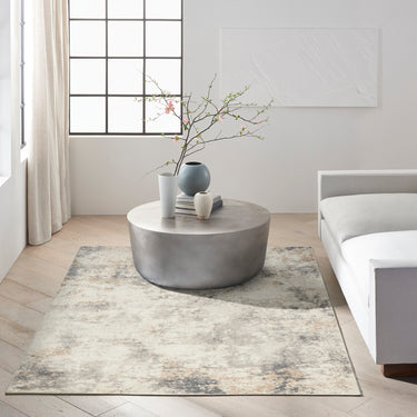Calvin Enchanting ECH07 Ivory Grey Polypropylene Abstract Textured Rug - Large 160x221 cm (5'3"x7'3")