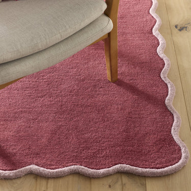 Origins Scalloped Border Elsie Tufted Coral Lilac Wool Bordered Hallway Runner Rug