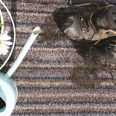 My Candy Rock Grey Brown Washable Cotton Striped Doormat