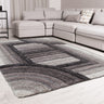 3D Trellis Silky Living Shaggy Geometric Textured Rug - Charcoal