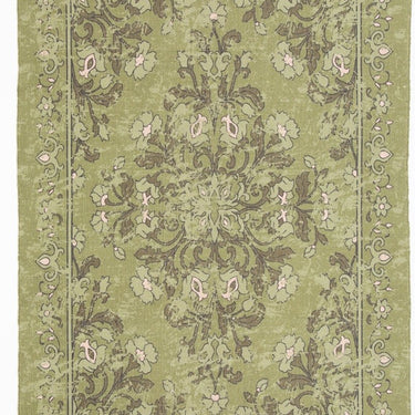 Revival Kew Antique Printed Olive Green Traditonal Tasseled Persian Flatweave Rug