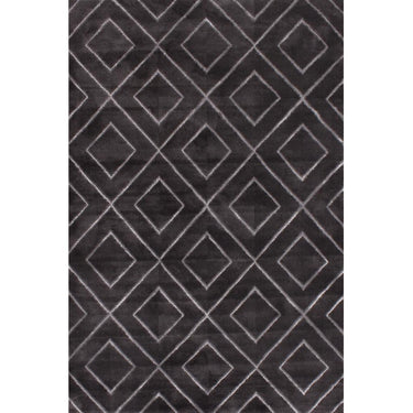 Bianco 196QA Hand Carved Diamond Geometric Design Rug in Dark Grey Gold and Silver
