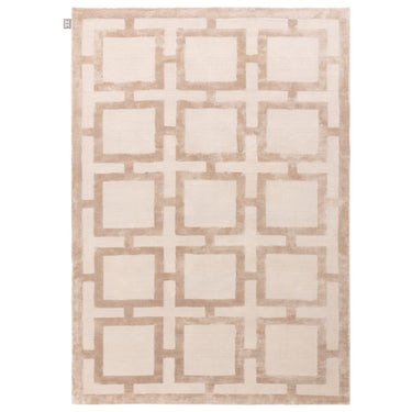 Eaton Katherine Carnaby Rug Modern Geometric Hand Woven Silky Viscose Metallic Sheen Super Soft Sand Beige Rug
