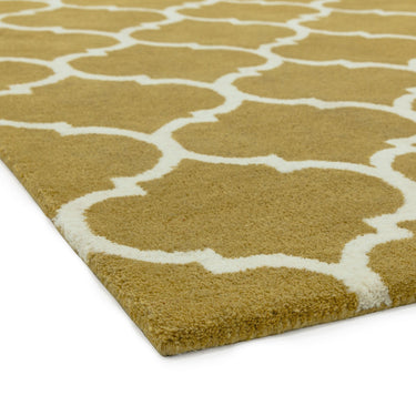 Albany Ogee Traditional Morroccan Trellis Design Hand Tufted Wool Rug in Ochre