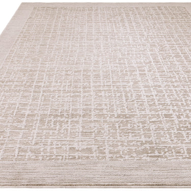 Anders AN10 Charm Grid Bordered Soft Shimmer Beige Natural Traditional Abstract Geometric Rug