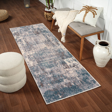 Ankara AKR2307 Blue Area Polypropylene Abstract Scandi Rug