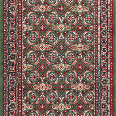 Traditional Poly Esta Bordered Rug Hallway Runner Circle in Green