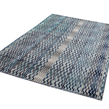 Asiatic London Skye SK03 Wave Blue Extra Cotton Polypropylene Geometric Striped Rug 200x300 cm