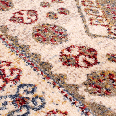 Orient 2520 Bordered Cream Red Polypropylene Traditional Floral Textured Rug 80x150 cm