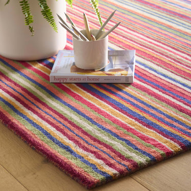 Origins Fine Multi Colours Stripes Hand Loom Woven Wool Rug or Halway