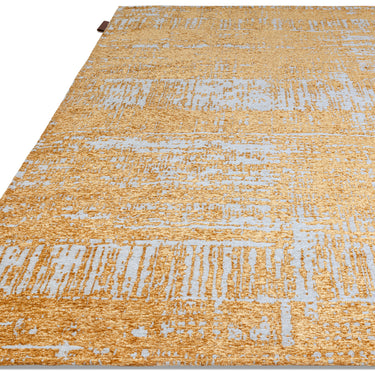 Asiatic London Beau Gold Yellow Short Pile Cotton Chenille Abstract Rug