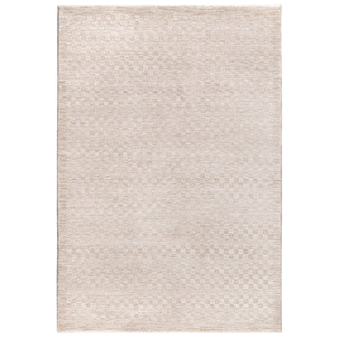 Asiatic London Laurent LA01 Checkered Fringed Beige Natural Cotton Abstract Textured Checked Rug