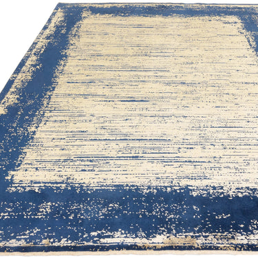 Elodie Contemporary Rug Modern Luxurious Soft Silky Metallic Shine Abstract Rug in Twilight Blue Gold