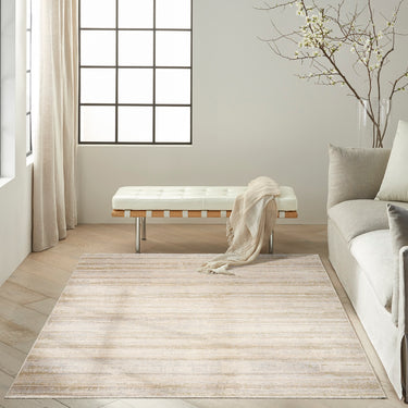 Calvin Drift DRF02 Striated Pattern Sand Beige Abstract Textured Modern Rug