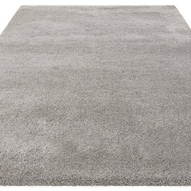Asiatic London Atlas Thick Pile Silver Polypropylene Shaggy Textured Rug