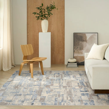 Calvin Drift DRF04 Pattern Blue Beige Abstract Textured Modern Rug