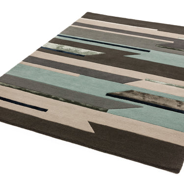 Matrix Rhombus Geometric Rug Hand Made Soft Wool Rug in Blue