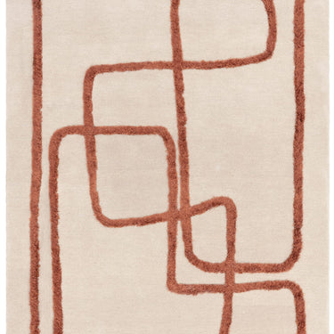 Matrix Infinity Retro Tufted Soft Silky Ivory Copper Brown Wool Viscose Abstract Geometric Rug