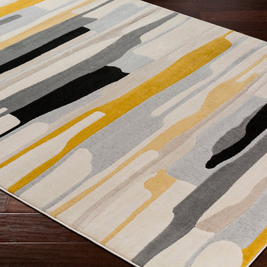 City CIT2340 Ochre Charcoal Painted Stripes Washable Jute Polypropylene Abstract Hallway Runner Rug
