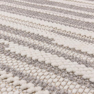 Asiatic London Camber Stripe Grey Natural Traditional Textured Striped Flatweave Rug
