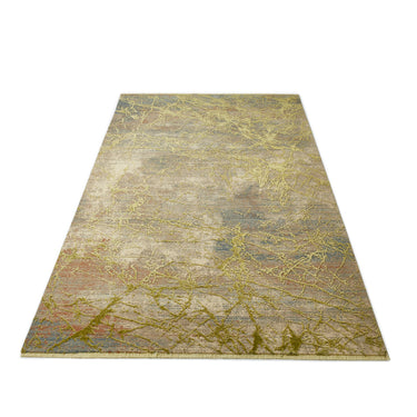 Emerald EMR101 Rug Modern Abstract Silky Rug in Mustard