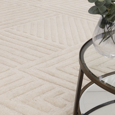 Hague Modern Geometric Hand Made Wool Rug in Ivory