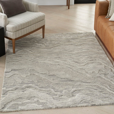 Graceful GRU01 Grey Modern Abstract Wool Rug & Hallway Runner by Nourison