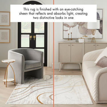 Glitz GLZ01 Silky Linear Pattern Ivory Multi Abstract Geometric Modern Rug