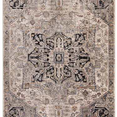 Sovereign Antique Medallion Classic Persian High Shine Traditional Vintage Rug in Grey Silver