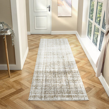 URCO Petra Palmyra Lines Natural Polypropylene Traditional Abstract Textured Hallway Runner Rug - Runner 80x300 cm (2'7"x10')