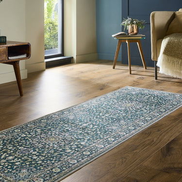 Origins Windsor Emerald Bordered Green Washable Non-Slip Cotton Chenille Rug
