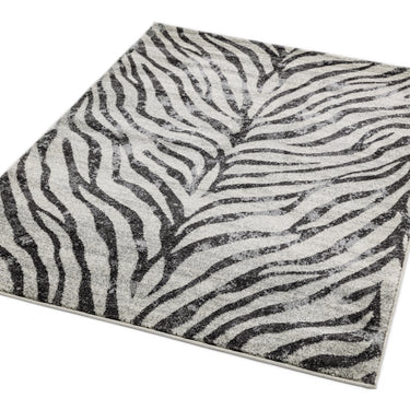 Nova NV27 Zebra Skin Stripes Pattern Modern Rug in Black Grey
